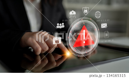 Cybersecurity threat alert warning symbol Parse 134165315