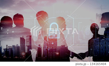 Digital cyber security lock system highlighting data security encryption Marrow 134165404