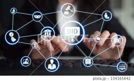 Online auction concept for digital bidding and sales Funnel Online auction concept for digital bidding and sales Funnel 134165642