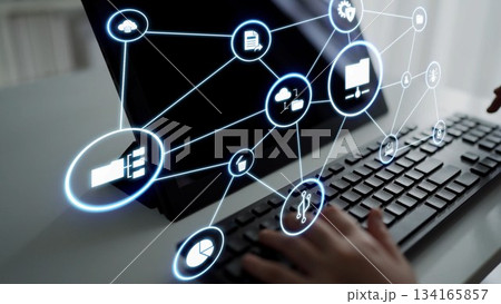 Managing online folders with digital cloud file organization and data security icons Funnel Managing online folders with digital cloud file organization and data security icons Funnel 134165857