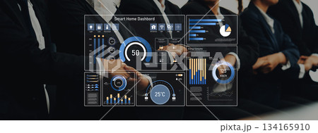 Innovative Smart Home Dashboard Displaying Real-Time Data on User Engagement, Energy Consumption, and Environmental Metrics for Modern Living Spaces Trope 134165910