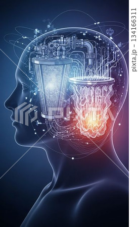 頭の上にかかる2つのフィルターの抽象イラスト 頭の上にかかる2つのフィルターの抽象イラスト 134166311