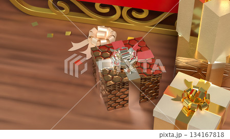 Luxury Holiday Gift Boxes in Festive Display 3d render. Luxury Holiday Gift Boxes in Festive Display 3d render. 134167818