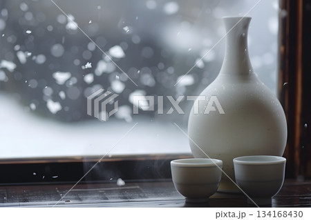 徳利とお猪口の背景テクスチャ 134168430