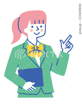 目標に向かって進む女子学生_色 134169048