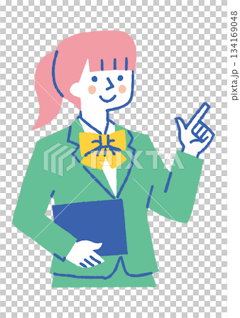 目標に向かって進む女子学生_色 134169048