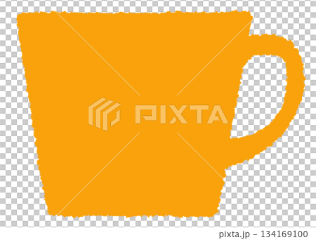 Flat and simple yellow mug illustration material 134169100