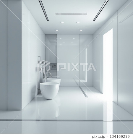 AI generated Minimalist luxury bathroom interior, penthouse spa retreat AI generated Minimalist luxury bathroom interior, penthouse spa retreat 134169259