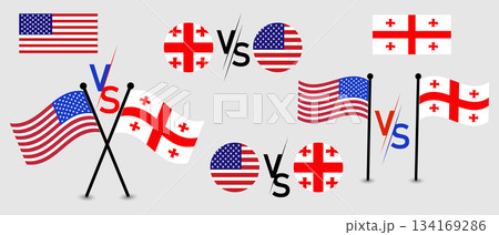 USA vs. Georgia Flags: International Soccer Match, Political Competition, or Event Graphics. USA vs. Georgia Flags: International Soccer Match, Political Competition, or Event Graphics. 134169286