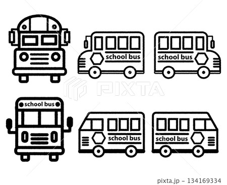 スクールバスのシンプルなアイコン 1,2-all-set 134169334
