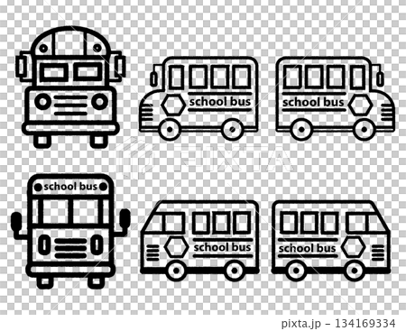 スクールバスのシンプルなアイコン 1,2-all-set 134169334