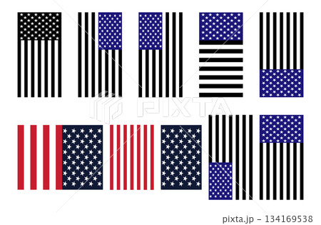 Stylized american flags banner background with vertical stripes and star symbolizing patriotism and national identity. 134169538