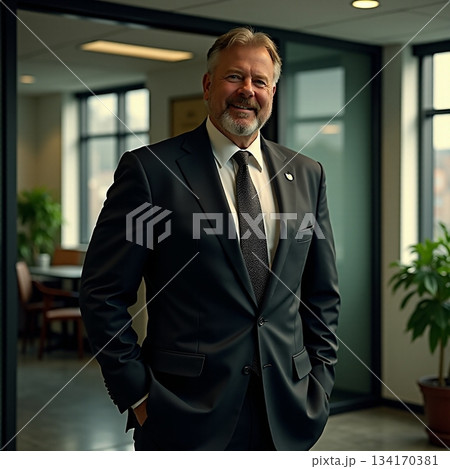 AI generated Respected corporate manager displaying confidence and mentorship qualities 134170381