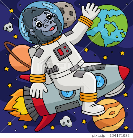 Gorilla in Space Animal Colored Cartoon Gorilla in Space Animal Colored Cartoon 134171082