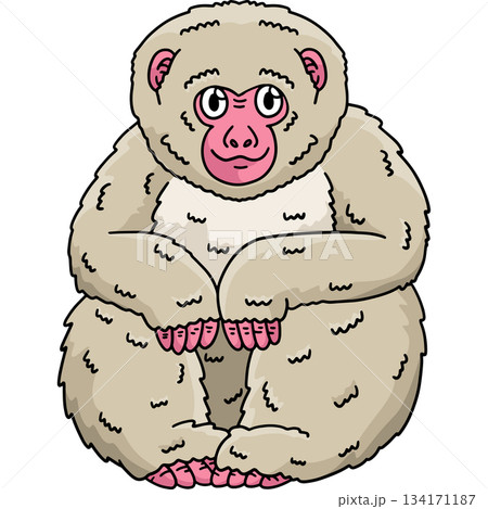 Japanese Macaque Monkey Cartoon Colored Clipart Japanese Macaque Monkey Cartoon Colored Clipart 134171187