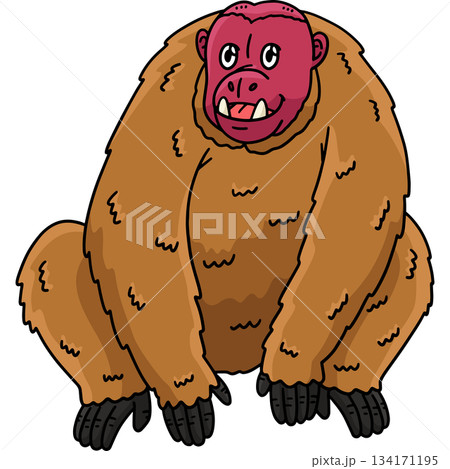 Bald Uakari Monkey Cartoon Colored Clipart Bald Uakari Monkey Cartoon Colored Clipart 134171195