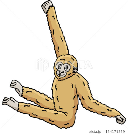 Gibbon Ape Animal Cartoon Colored Clipart  134171259