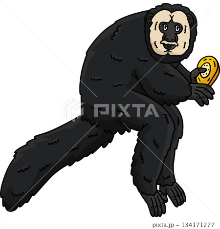 White Faced Saki Monkey Cartoon Colored Clipart  134171277