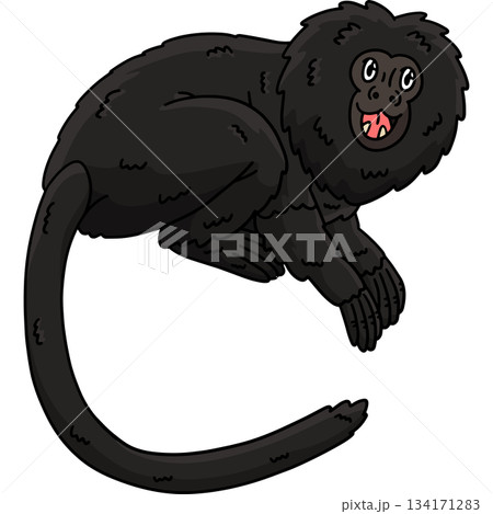 Black Lion Tamarin Monkey Cartoon Colored Clipart  134171283
