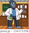 Gorilla Scientist at the Lab Colored Cartoon  134171298