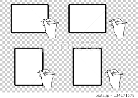 タブレットとタッチペンを持つ手 セット 134171579