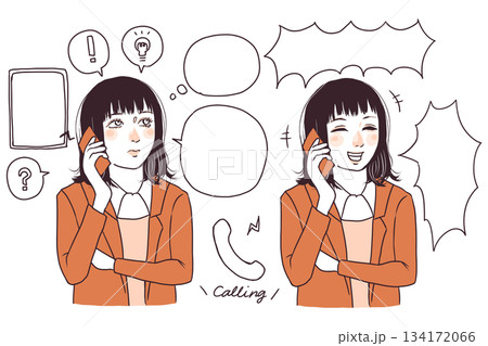 電話をする女性 電話をする女性 134172066