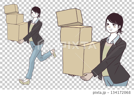 荷物を運ぶ女性 134172068