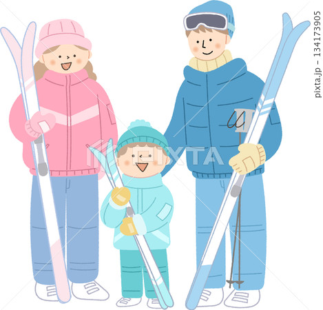 スキーウエアを着た親子 134173905