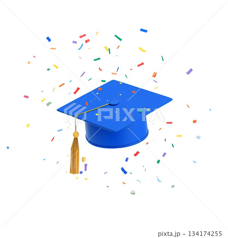 卒業式で踊る卒業生のイメージの帽子 134174255