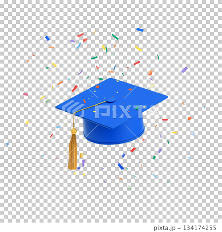 卒業式で踊る卒業生のイメージの帽子 134174255