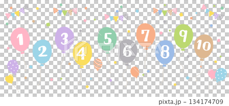 カラフルな風船と数字のセット 134174709