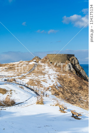 「青森県」雪景色の葦毛崎展望台 種差海岸 「青森県」雪景色の葦毛崎展望台 種差海岸 134175134