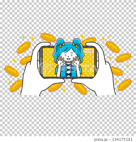 女偶像直播和飛金幣的插圖 134175181