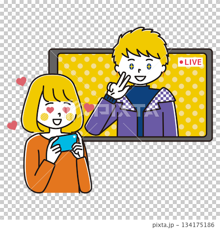 一位女性在男偶像直播時給予支持——真愛 一位女性在男偶像直播時給予支持——真愛 134175186
