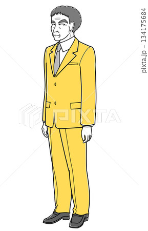 立ち姿勢のスーツの中年男性・斜め左向き（シンプル） 134175684