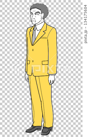 立ち姿勢のスーツの中年男性・斜め左向き（シンプル） 134175684