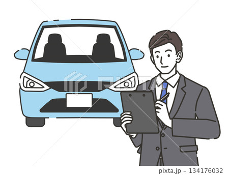 車の査定を行う営業マンのイラスト 134176032