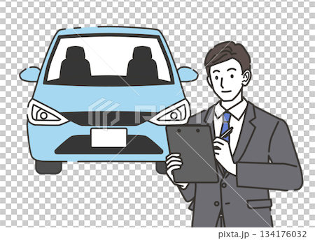 車の査定を行う営業マンのイラスト 134176032