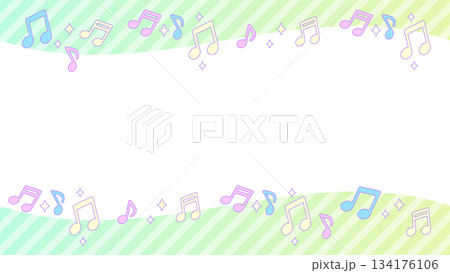 音符のパステルフレーム【16:9素材シリーズ】 134176106