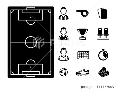 Icons set of soccer elements stock illustration Icons set of soccer elements stock illustration 134177005