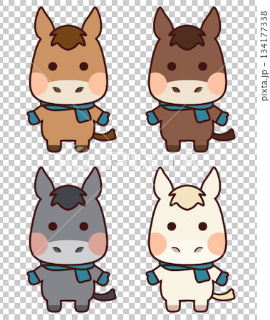 Horse set with blue scarf and gloves 134177338