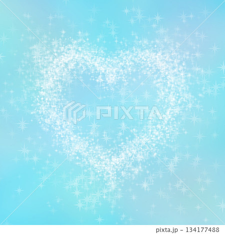 キラキラ光りで描かれたハートの背景素材・青 134177488