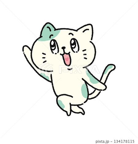 楽しそうにスキップする猫 134178115