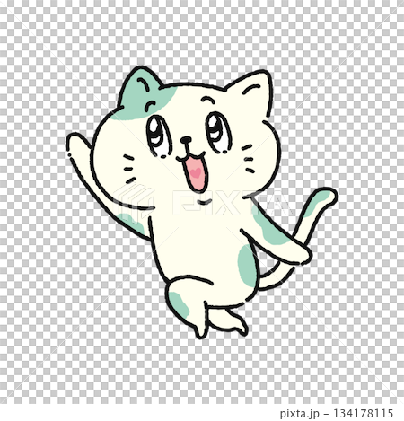 楽しそうにスキップする猫 134178115