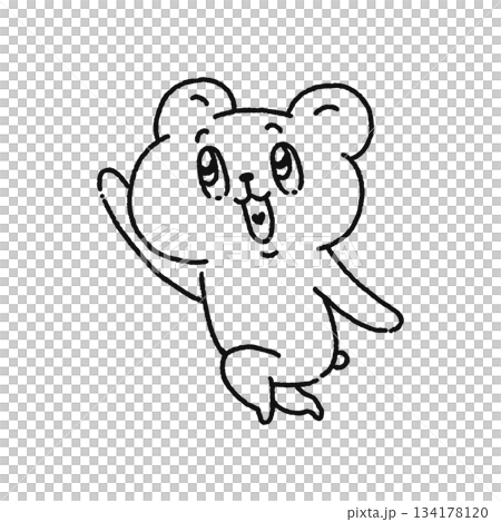 A bear skipping happily - line drawing A bear skipping happily - line drawing 134178120
