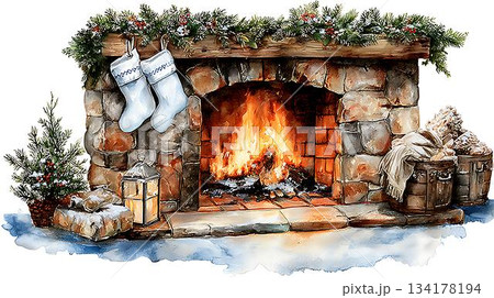 fire in fireplace fire in fireplace 134178194