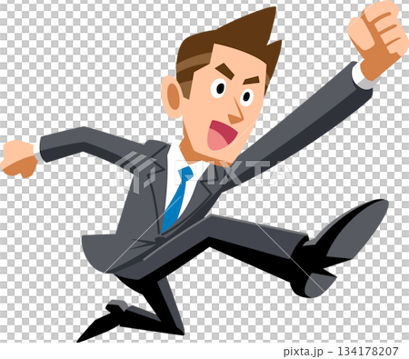 ジャンプするスーツ姿の男性 134178207