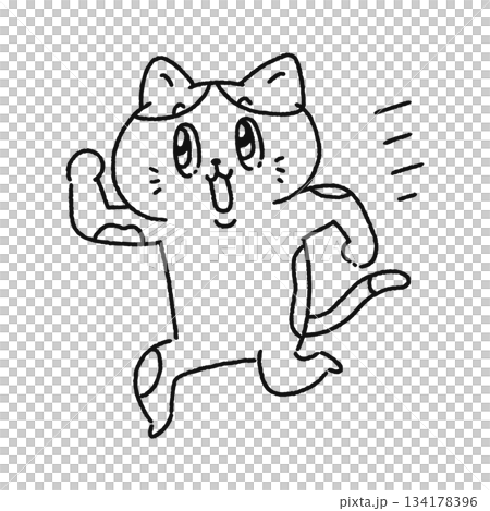 可愛的奔跑貓線條畫 可愛的奔跑貓線條畫 134178396
