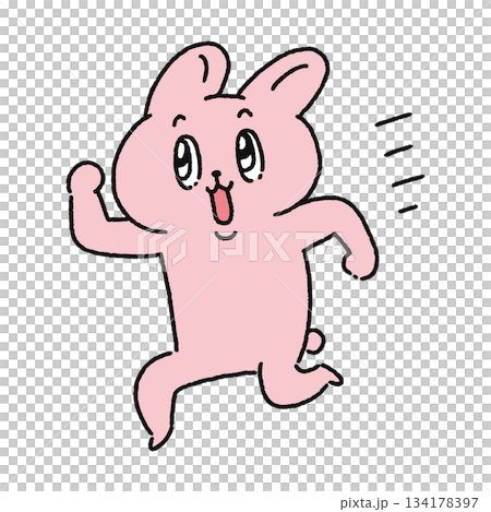 可愛的兔子奔跑 134178397