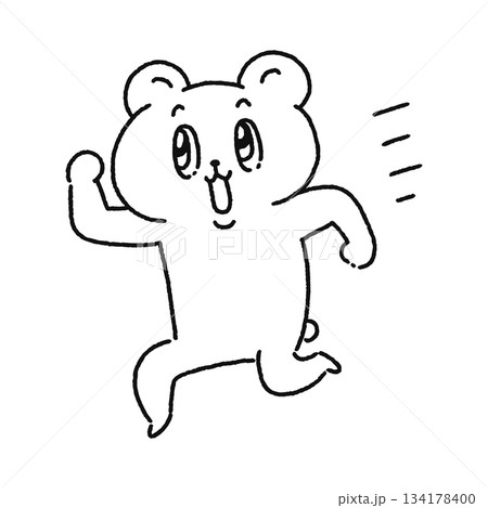 走るかわいいクマ 線画 走るかわいいクマ 線画 134178400
